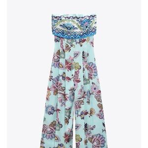Floral Print Strapless Jumpsuit